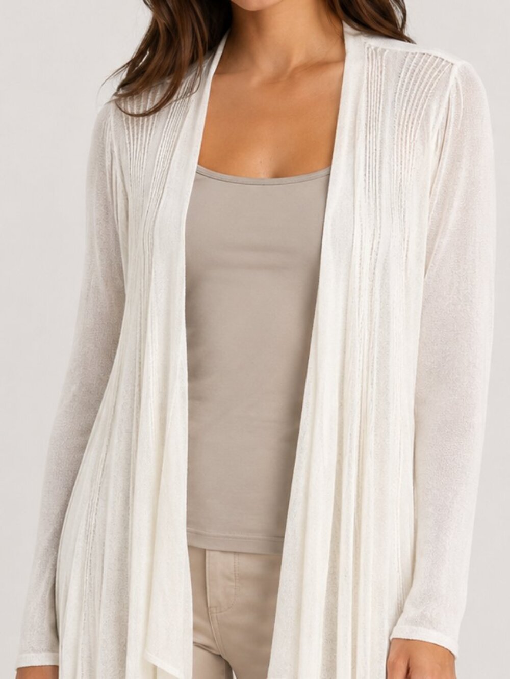 Simply Vera Vera Wang Ivory Semi-Sheer Open Front Long Cardigan Size XL